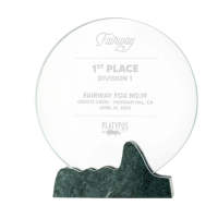 Trophée en verre de cristal rond avec socle en pierre de marbre Trophée de prix en gros pas cher