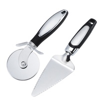 2-teiliger Pizza-Schneider & Kuchen-Serveur Edelstahl-Pizza-Messer mit rutschfesten Griff für scharfen Pizza-Schneider