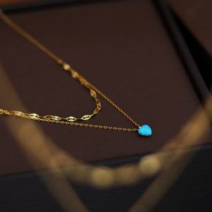 Nouveau design d'usine, vente en gros, collier pendentif goutte d'eau en opale en acier inoxydable plaqué or 18 carats PVD mat, polyvalent pour femme - Product Image 4