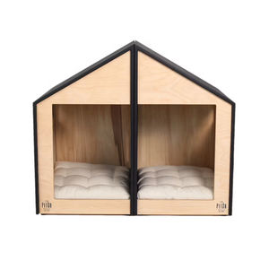 Pet Pet için Modern ev iç mekan mobilyası çift kapı ahşap kedi köpek evi mağara Mat köpekler kediler ahşap köpek kulübesi sandık Pet yatak - Product Image 1