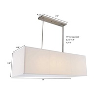 C95 Lustre Rectangulaire Blanc Lin Tissu Abat-Jour Suspension Linéaire lumière led pour décor restaurant