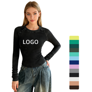 เสื้อยืดผู้หญิงแขนยาวทรงเข้ารูป คอวี ผ้าคอตตอนคุณภาพสูง 275gsm รุ่น TKAN465 ขายส่ง ราคาถูก เป็นมิตรกับสิ่งแวดล้อม สไตล์วินเทจ - Product Image 1