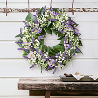 Vente Chaude en Gros Décorations de Porte et Fenêtre de Mariage Couronne de Fleurs de Petite Marguerite Faite à la Main en Soie Moderne pour Extérieur