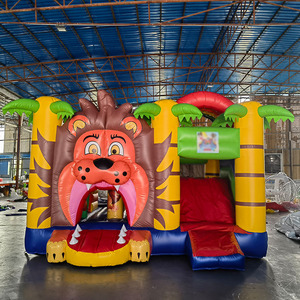 Castillo Inflable Comercial <span class=keywords><strong>de</strong></span> Grado Profesional para Alquiler en Fiestas, Castillo Inflable <span class=keywords><strong>con</strong></span> Tobogán <span class=keywords><strong>de</strong></span> León y Tigre para Niños y Adultos - Product Image 2