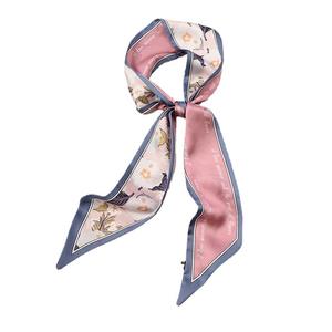 Écharpe longue et fine multi-usage pour femme – Idéale pour cheveux, cou et sac – Écharpe étroite en polyester respirante à motifs de feuilles et de pois - Product Image 6