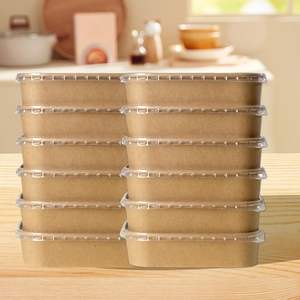 Bol octogonal en papier kraft jetable personnalisé avec logo, directement de l'usine, pour camping, épaissi, pour salade et fruits - Product Image 3