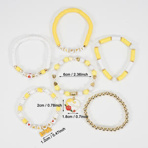 Coffret de bracelets d'amitié promotionnels pour la fête des mères, ensemble de bracelets extensibles en perles d'argile polymère empilables - Product Image 3