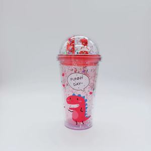 Dinosaure créatif personnalisé en forme d'animal mignon double paroi <span class=keywords><strong>réutilisable</strong></span> <span class=keywords><strong>licorne</strong></span> dinosaure tasse en plastique - Product Image 3