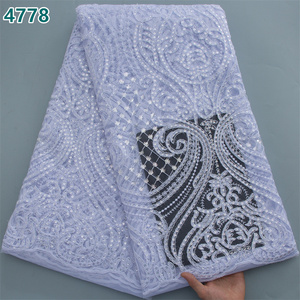 Pure White African Tulle Mesh <strong>Lace</strong> Fabric with Silver Sequins Wholesale Hot French Net <strong>Lace</strong> for Women Wedding Dresses 4778 - Product Image 4