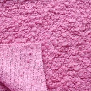 Tissu en laine bouclée rose doux et de haute qualité, mélange polyester, pour manteau, pull, veste - Échantillon gratuit d'usine en gros (26/27) - Product Image 5
