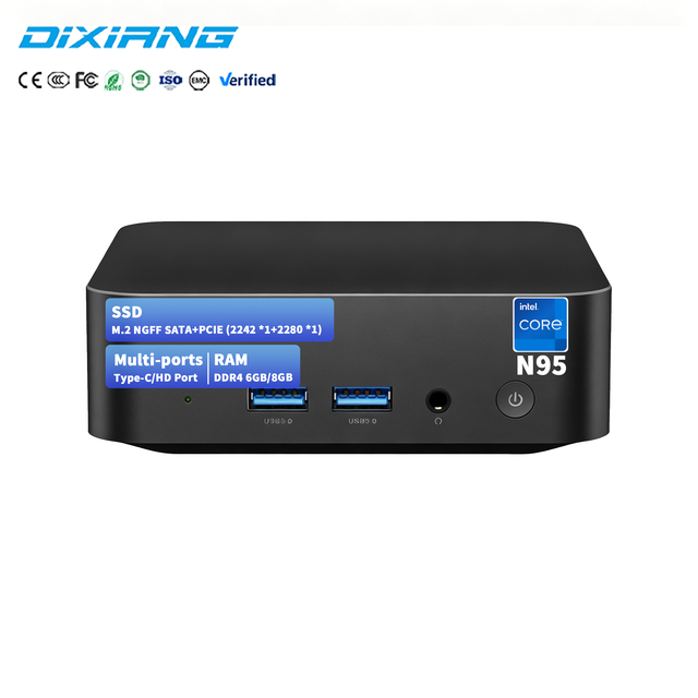 Best Price Brand New Intel N95 Quad Core 4 Threads Mini Gaming PC DDR4 8GB RAM 128GB SSD Custom Desktop with Integrated Graphics