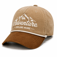 Casquette de baseball en velours côtelé personnalisée avec logo brodé vintage, réglable, pour l'extérieur, fournisseur OEM