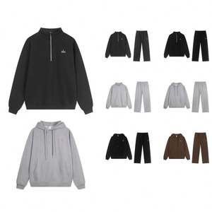 Sweat-shirt à capuche zippé décontracté en coton épais de marque AL, coupe ample, en tissu éponge, chaud et coupe-vent, avec lettrage, collection automne, vente chaude pour le commerce extérieur - Product Image 1