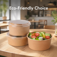 Zhenyuan Afhaallocaties Biologisch afbreekbare papieren saladekommen 500ml~1500ml Wegwerp Kraft ronde kom