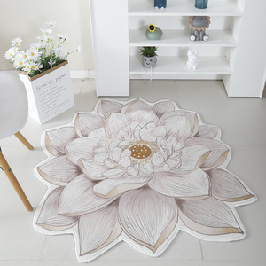 Tappeto Moderno e Carino per Camera da Letto, Antiscivolo, Morbido e Peloso, Motivo Alieno Floreale, Tappeto Geometrico in Poliestere per Toeletta - Product Image 3