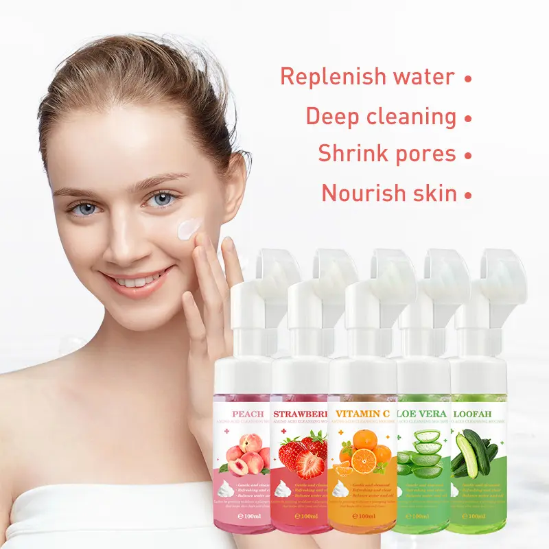 Fruit Extracts Gentle Cleansing Mousse 100ml Pembersih Wajah Cleanser Sabun Muka Foaming Cleanser Support Add your logo