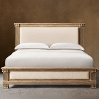 Lit en tissu Mayfair Grand Frame, meubles en chêne massif de style américain classique, lit de luxe au design traditionnel pour chambre à coucher, meubles en bois