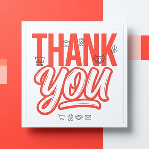 Biglietti di ringraziamento tipografici editoriali personalizzati con logo, colore rosso corallo, moderni, OEM ODM, biglietti di auguri aziendali all'ingrosso - Product Image 1