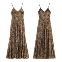 Robe longue sans manches à col en V imprimé léopard J45 – Nouvelle collection tendance pour femme, style streetwear estival