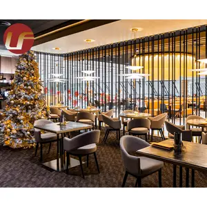 Banquette de café moderne de luxe en velours, ensemble tables et chaises de restaurant de restauration rapide