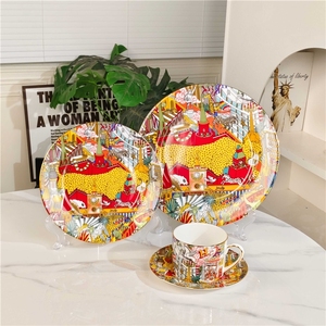 Creative Cartoon Animal Pattern Bone China American Style Dinnerware <b>Set</b> Coffee <b>Cup</b> Dim Sum Steak Plates Milk Tea <b>Cup</b> - Product Image 4