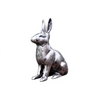 Sculpture de lapin moderne en aluminium, décoration de jardin extérieure, statue de lapin en bronze coulé, décoration de Pâques à vendre - Product Image 2