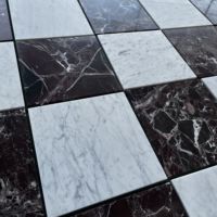 Carrelage en marbre blanc et rouge à carreaux, finition polie et vieillie, prix de gros, pour salle de bain et cuisine