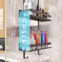 SANIPRO noir à un niveau en acier au carbone salle de bain étagère de rangement salle de douche porte en verre étagères suspendues