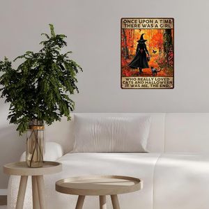 Carteles de hojalata personalizados Gato bruja negro Cartel de hojalata de metal de Halloween <span class=keywords><strong>Érase</strong></span> <span class=keywords><strong>una</strong></span> <span class=keywords><strong>vez</strong></span> Decoración de pared rústica vintage Placa de hojalata retro Hierro - Product Image 3