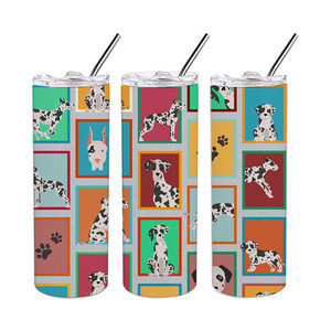 Bicchiere sottile in acciaio inossidabile con orecchie naturali di Arlecchino e Great Dane - Product Image 3