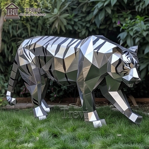 Estatua <span class=keywords><strong>de</strong></span> <span class=keywords><strong>Tigre</strong></span> <span class=keywords><strong>de</strong></span> Acero Inoxidable TREVI |   Escultura <span class=keywords><strong>de</strong></span> <span class=keywords><strong>Tigre</strong></span> Geométrica con Acabado <span class=keywords><strong>de</strong></span> Espejo para Decoración <span class=keywords><strong>de</strong></span> Jardín y Parque al Aire Libre - Product Image 5