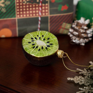 Ornement de Noël fait à la main en verre soufflé fruits <span class=keywords><strong>Kiwi</strong></span> <span class=keywords><strong>arbre</strong></span> de Noël décorations suspendues babiole écologique - Product Image 2