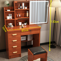 Commode de rangement moderne en acrylique avec structure en fer et miroir éclairé, table de maquillage multifonction pour chambre à coucher, mobilier transfrontalier