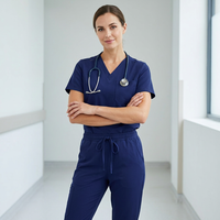 Ensemble de blouses médicales unisexes à col en V, uniforme d'hôpital, pantalon large, tenue de travail pour infirmières avec poche pour le personnel clinique et vétérinaire