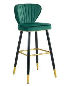 Барный стул в нордическом стиле, высокая мебель, золотая металлическая бархатная спина, Роскошный кухонный кожаный современный высокий стул, барные стулья для барного стола