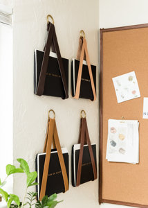 PU Leather Modern Handmade Promotional Hanging <b>File</b> Holder Storage <b>Organizer</b> Wall Hung Magazine Rack Multifunction Office Decor - Product Image 5