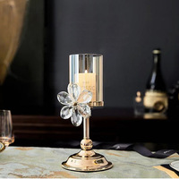Ensemble de 3 bougeoirs en cristal, forme de verre à vin, base en métal électroplaqué, bougeoir transparent ambré pour mariage, Noël