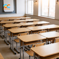 Ensemble de bureau et chaise ergonomiques en bois réglables en hauteur pour les élèves des classes primaires et secondaires, mobilier scolaire OEM ODM