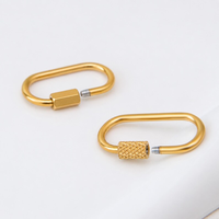 Fermoirs mousquetons à vis en acier inoxydable plaqué or 18 carats personnalisés, formes variées, pour la création de bijoux DIY, porte-breloques et connecteurs