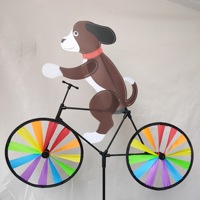 Jouets anti-stress éducatifs personnalisés en gros, en forme de moulin à vent, avec design de vélo animalier de dessin animé, roues arc-en-ciel, et piquet de jardin en plastique