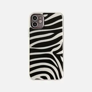 Funda personalizada de TPU con estampado de cebra, accesorios de alta calidad para Apple y Iphone, color negro