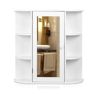 On sale modern style multi-purpose toughened wall glass shelf cabinet mirror wall bathroom cabinet wall mounting living room