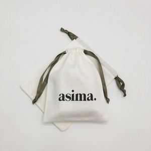Biodegradable Simple Style 100% Organic Cotton White <b>Drawstring</b> <b>Pouch</b> Bag - Product Image 6