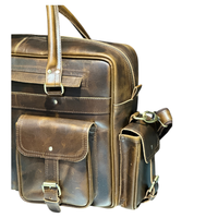 Porte-documents Classique de Luxe en Cuir Véritable pour Homme, Sac à Bandoulière Portable pour Ordinateur Portable, Fait Main avec Sangle Réglable