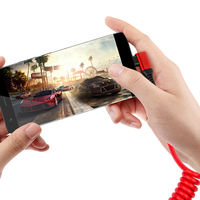 Ukalun kabel Data pengisi daya USB Tipe C, kabel Data ganda 4 in 1 3A 60W 1.5 Meter untuk iPhone dengan 90 derajat untuk bermain game mobil