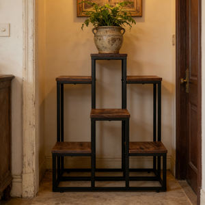 Support à plantes <span class=keywords><strong>en</strong></span> métal et <span class=keywords><strong>bois</strong></span> à étages, présentoir d'angle <span class=keywords><strong>sur</strong></span> pied pour fleurs, support pour plantes pour la décoration du salon et du balcon - Product Image 3