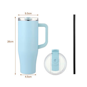 Novedosa Taza de Viaje Personalizada de 40oz, <span class=keywords><strong>Vaso</strong></span> Térmico de Acero Inoxidable de 40oz, <span class=keywords><strong>Vaso</strong></span> Reutilizable de Acero Inoxidable Aislado con Asa y Popote - Product Image 6
