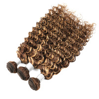 Lots de mèches Deep Wave colorées avec closure P4/27, échantillon de mèches Deep Curl en cheveux humains
