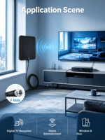 Antena Yagi Digital HDTV Plana para Interiores, Polarización Vertical, Alta Ganancia, Antena de TV de Alta Definición con Conector Macho para DVB-T DVB-T2