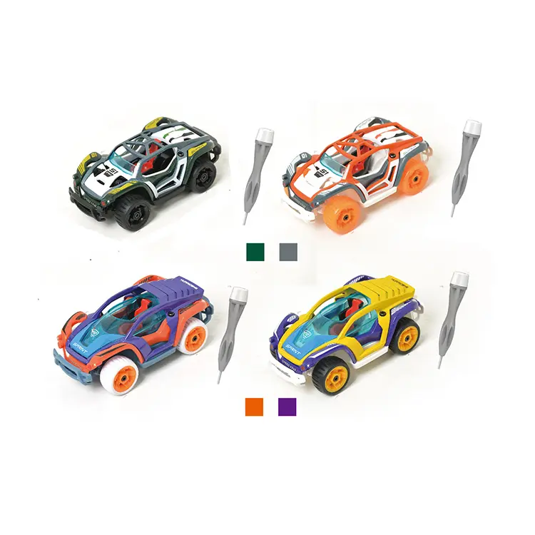 Educational Toy DIY Die Cast Toy Car 8Pcs Assembly Pull Back Vehicle Toy